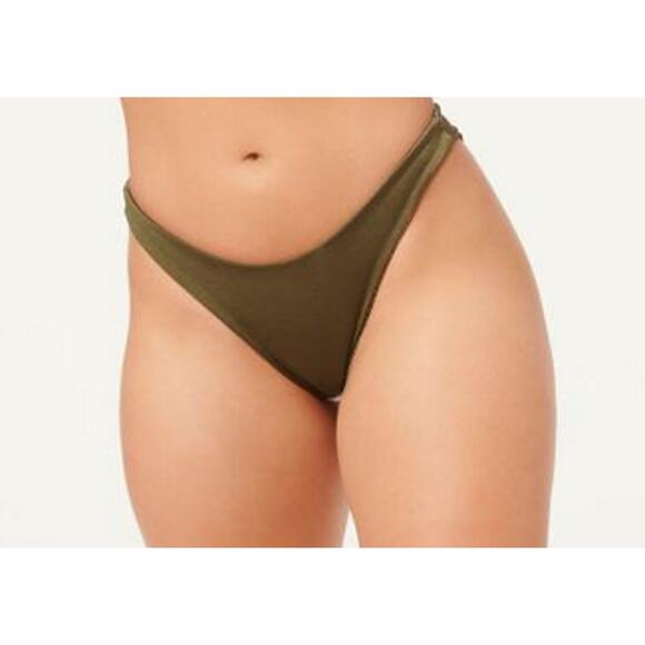 Good American Bikini Bottom Reversible Silver Foil Stormy Green - Picture 1 of 11